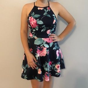 Navy blue floral dress